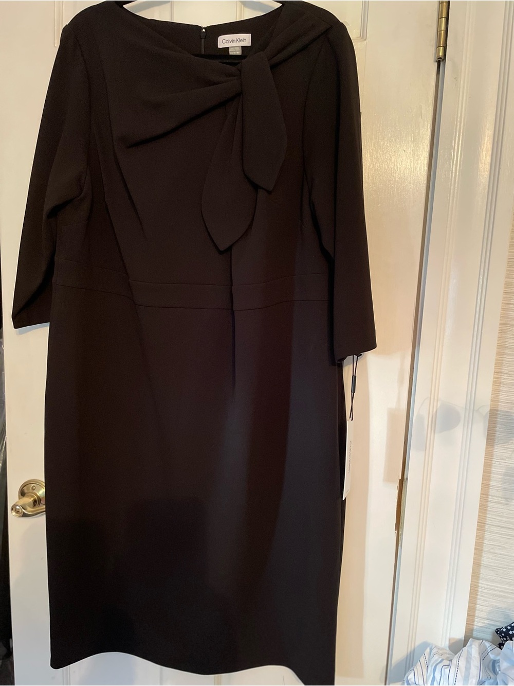 Calvin Klein 3/4 Sleeve Black Sheath Dress with Front Side Bow Plus Size 18W - Picture 5 of 5